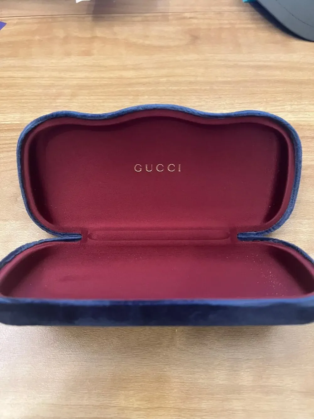 Gucci Navy Blue Velvet Sunglasses Case Red Interior Authentic